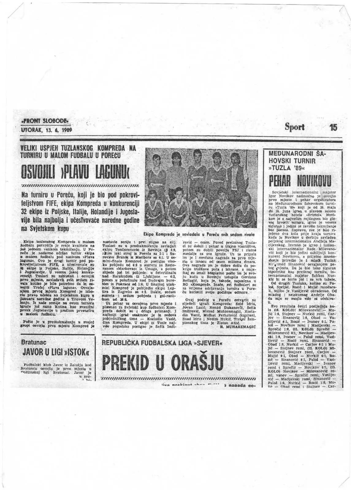 Arhivska fotografija FC Sloboda Kompred